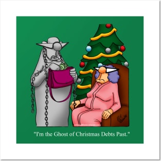 Funny Ghost of Christmas Debts Past Cartoon Posters and Art